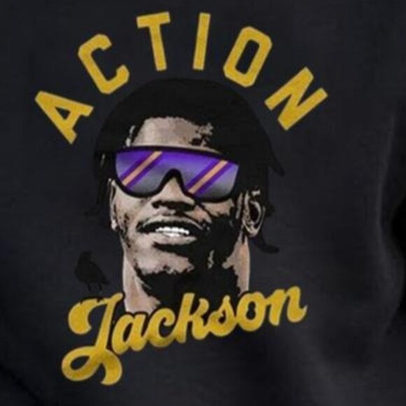 Baltimore Ravens Crewneck Sweatshirt Lamar Jackson Action Jackson Team Gift 17 - Picture 2 of 6